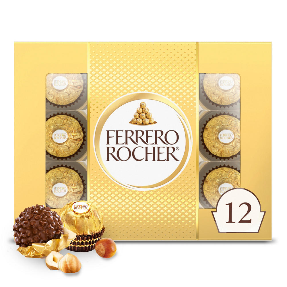 Ferrero Rocher Gourmet Hazelnut Milk Chocolate Gift Box, 12 pc, 5.4 oz