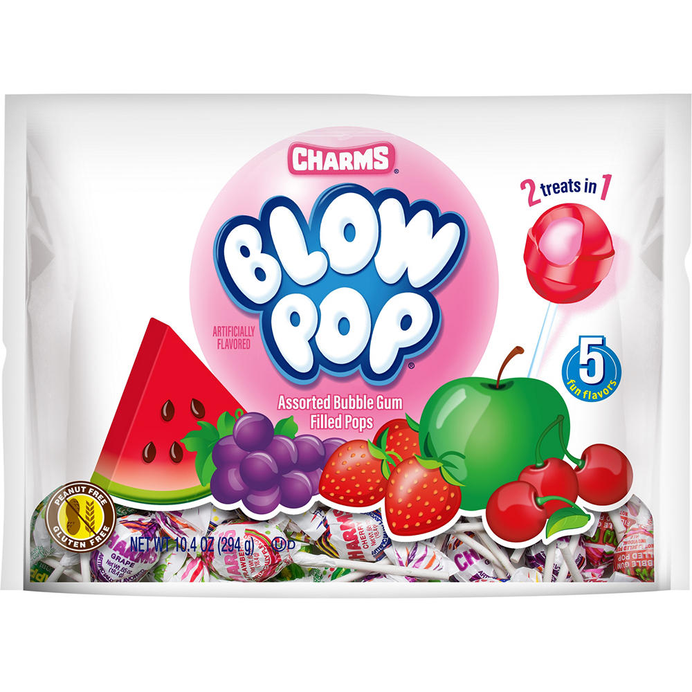 Charms Blow Pop Assorted Bubble Gum Lollipops, 10.4 oz