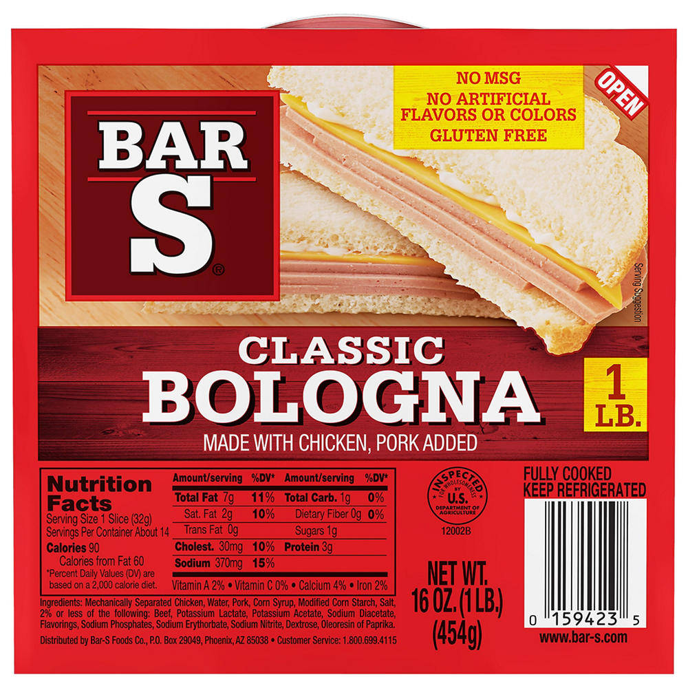 Bar S Classic Bologna Lunch Meat, 16 oz