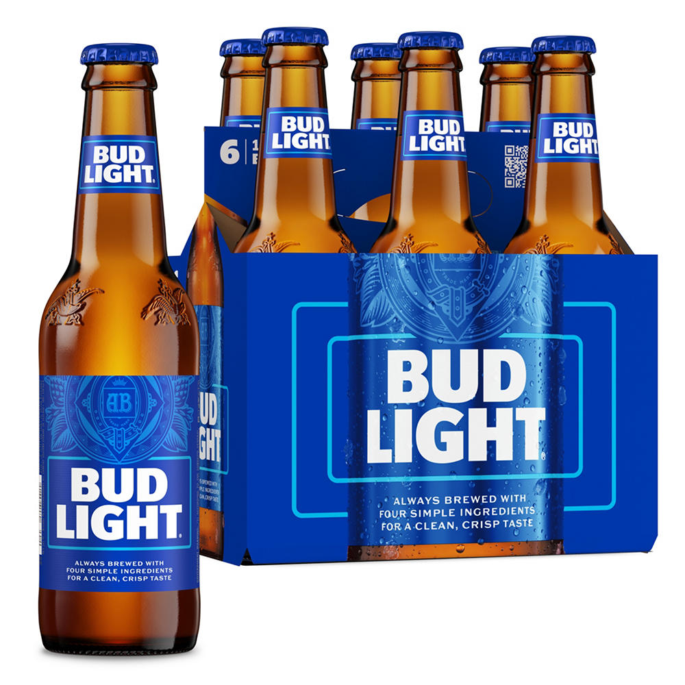 Bud Light American Lager Beer Bottles, 6 pack, 12 oz