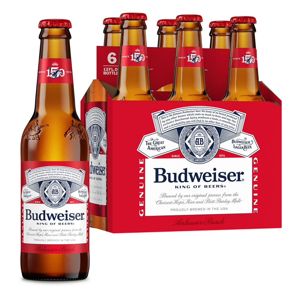 Budweiser American Lager Beer Bottles, 6 pk, 12 oz