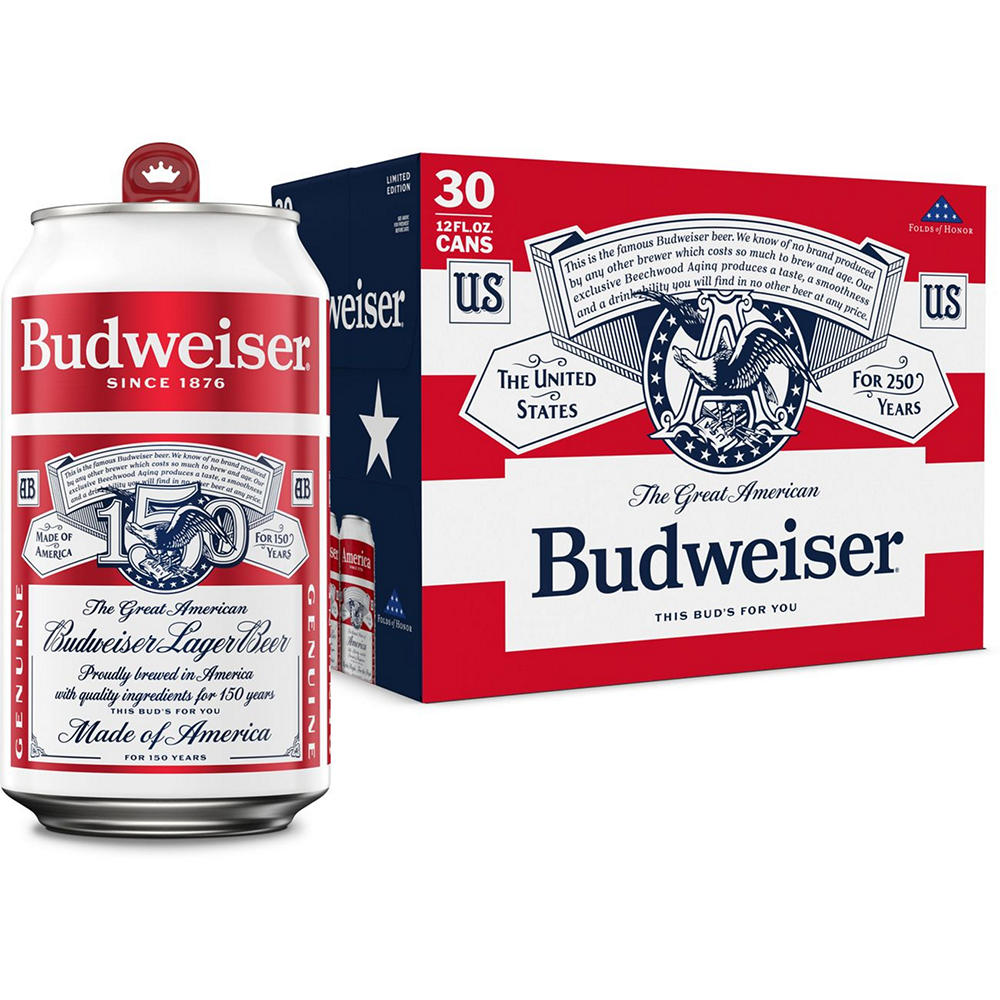 Budweiser American Lager Beer 30 pk Cans, 12 oz