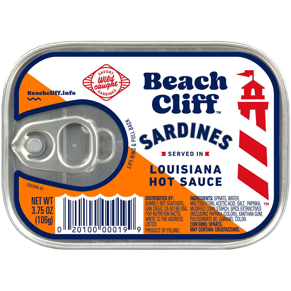 Beach Cliff Sardines in Louisiana Hot Sauce, 3.75 oz
