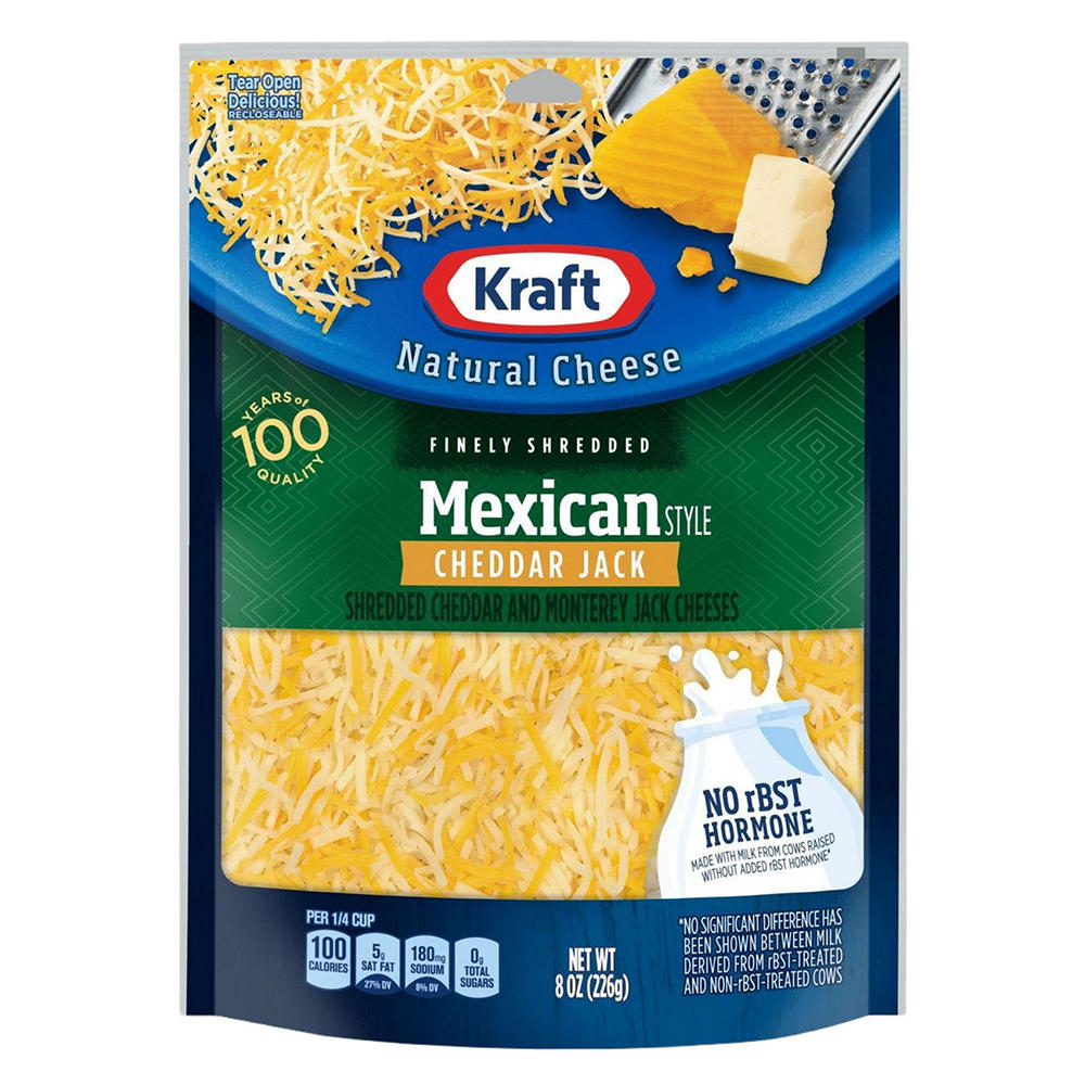Kraft Mexican Style Cheddar Jack Finely Shredded Natural Cheese, 8 oz