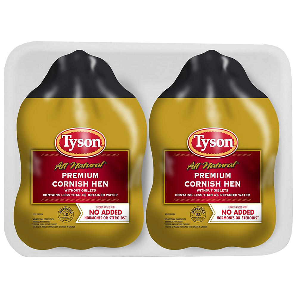 Tyson All Natural Premium Cornish Hen - Twin Pack, 44 oz