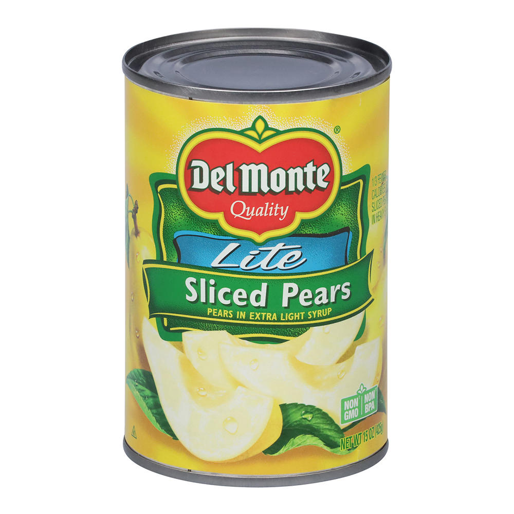 Del Monte Lite Sliced Pears in Extra Light Syrup, 15 oz
