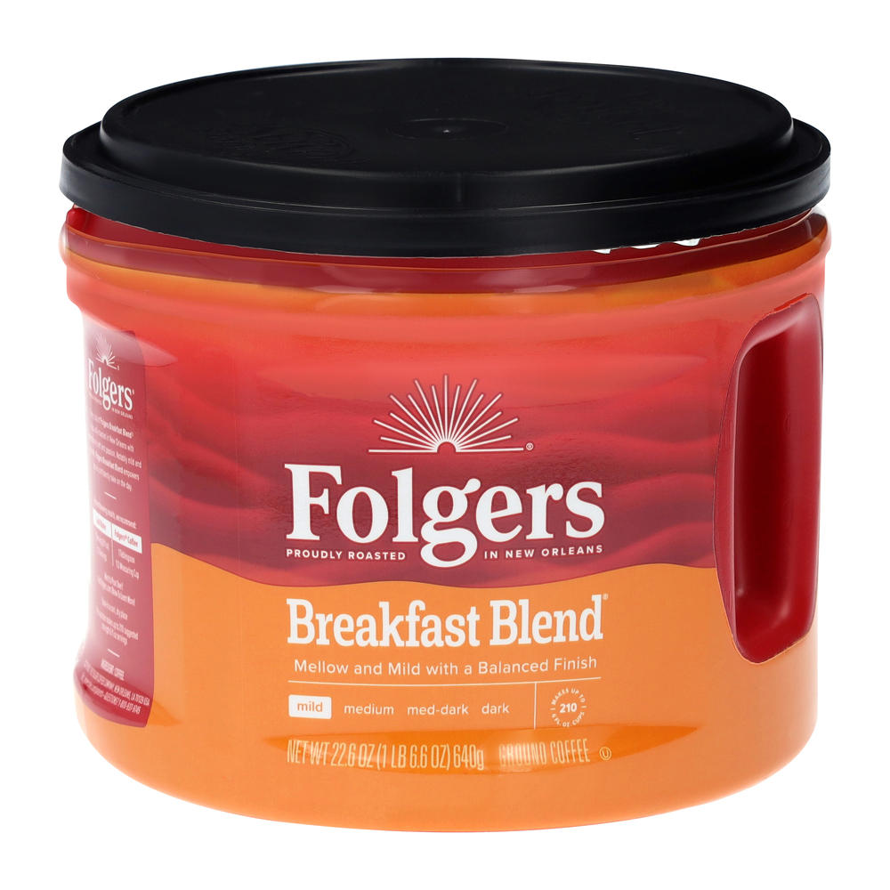 Folgers Breakfast Blend Mild Roast Ground Coffee, 22.6 oz