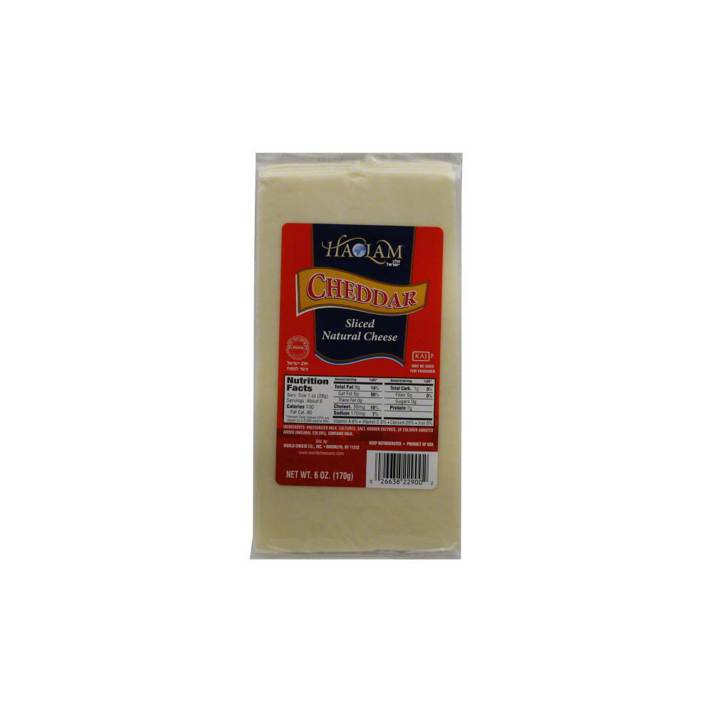 Haolam Kosher Cheddar Cheese Slices, 6 oz