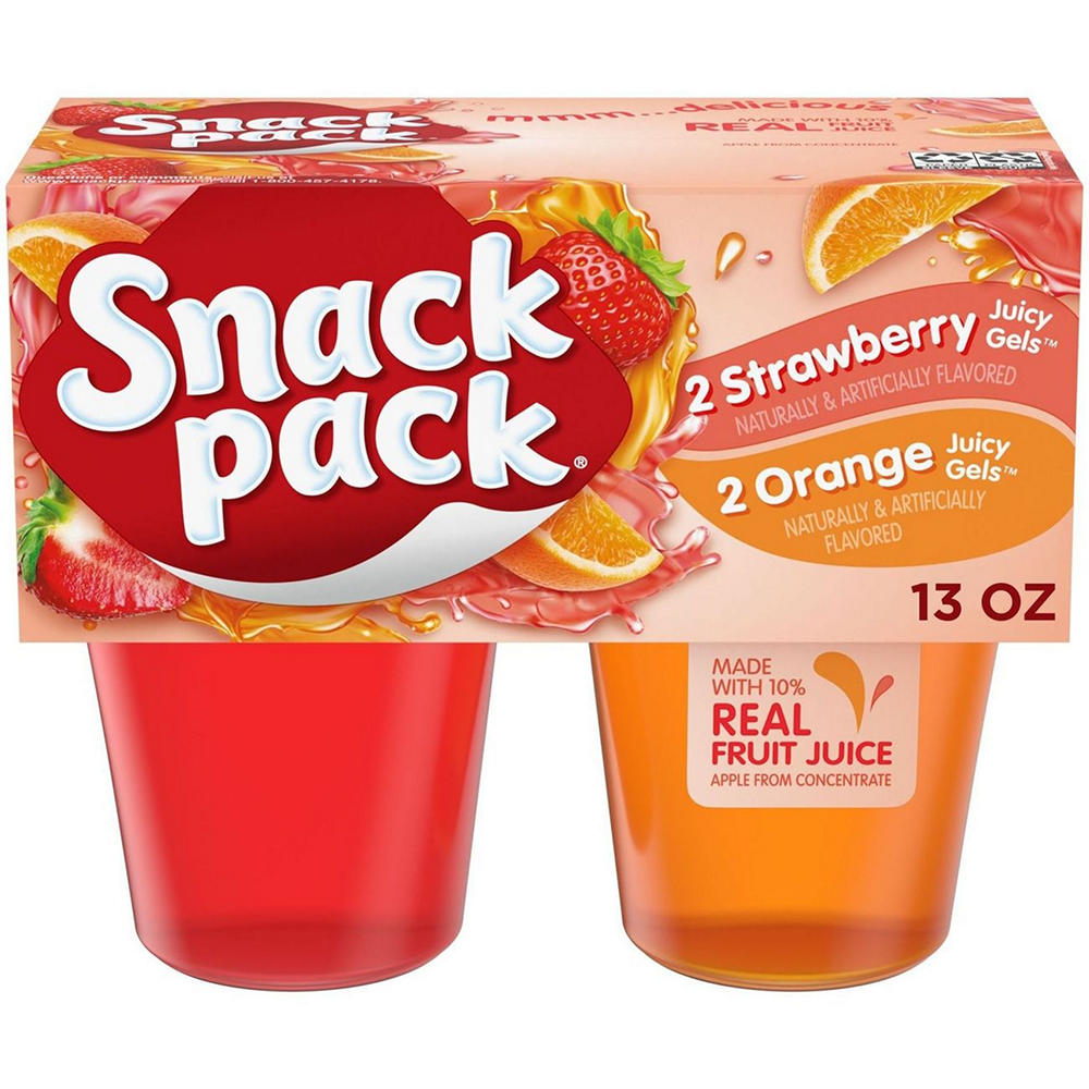 Snack Pack Strawberry & Orange Juicy Gels Cups, 4 ct