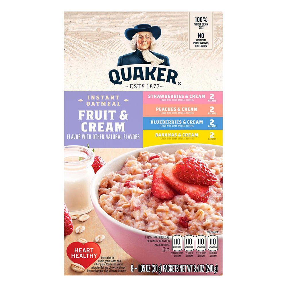 Quaker Instant Oatmeal - Fruit & Cream Variety Pack, 8 ct