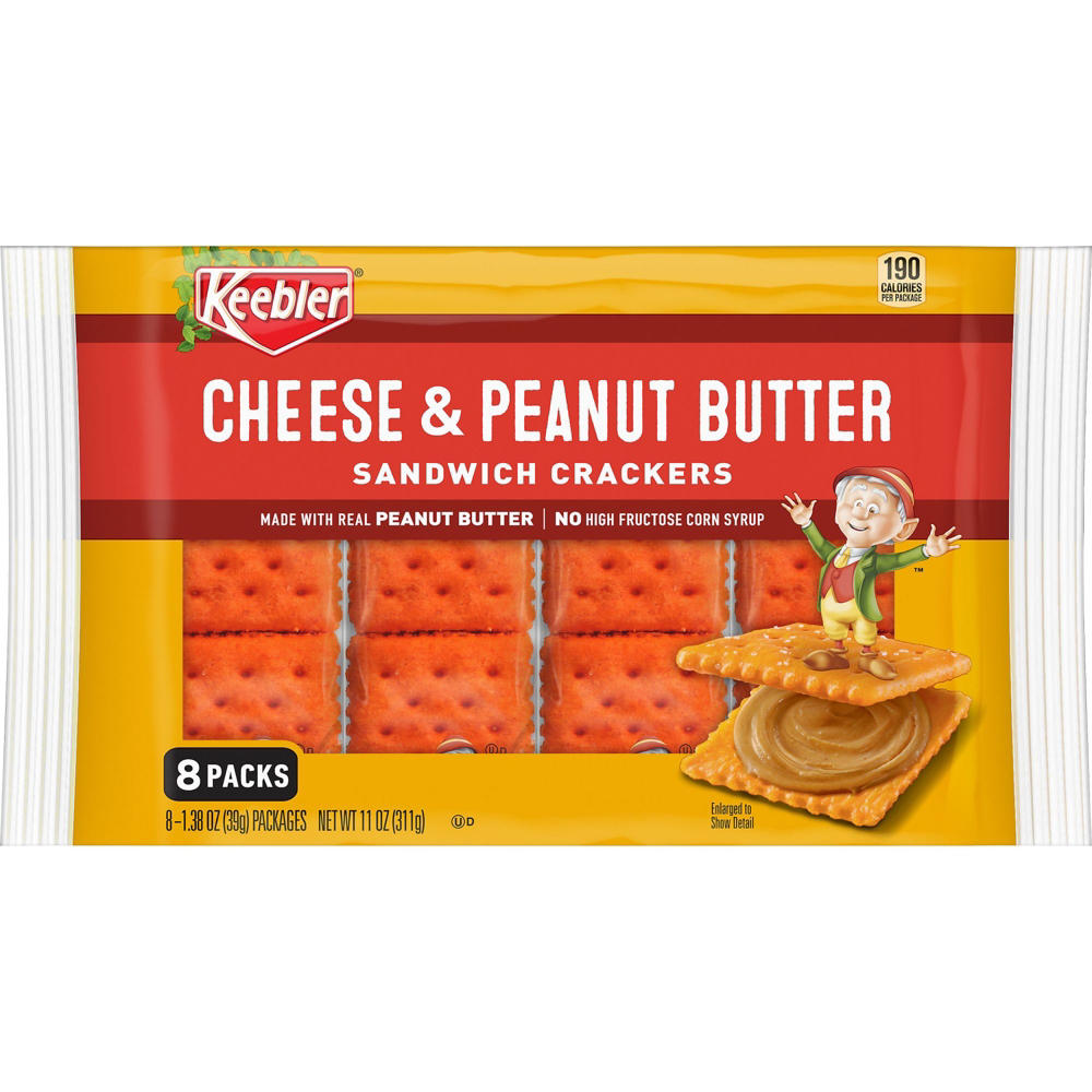 Keebler Cheese & Peanut Butter Sandwich Cracker Packs, 8 ct