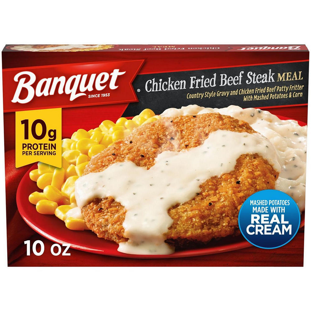 Banquet Chicken Fried Beef Steak Frozen Meal, 10 oz
