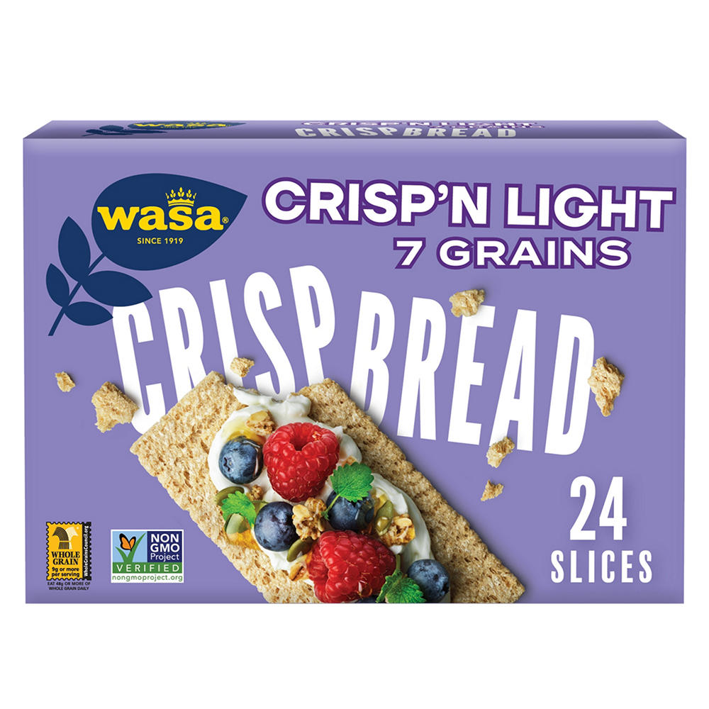 Wasa Crisp'n Light 7 Grains Swedish Style Crispbread Crackers, 24 ct