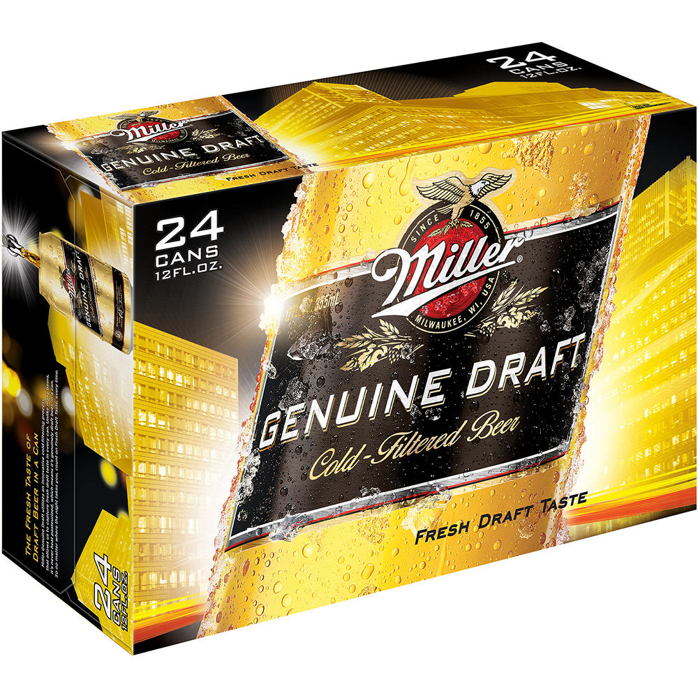 Miller Genuine Draft Lager Beer 24 pk Cans, 12 oz