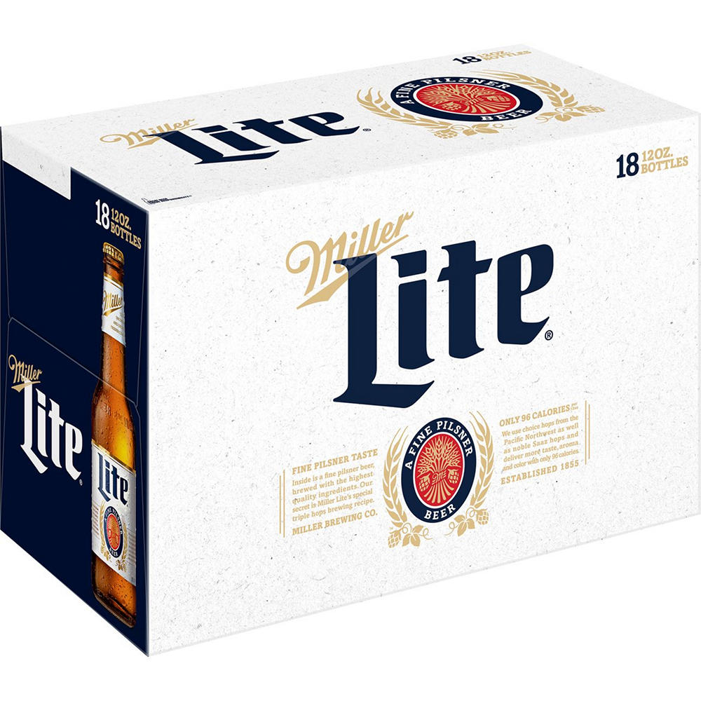 Miller Lite Beer 18 pk Bottles, 12 oz