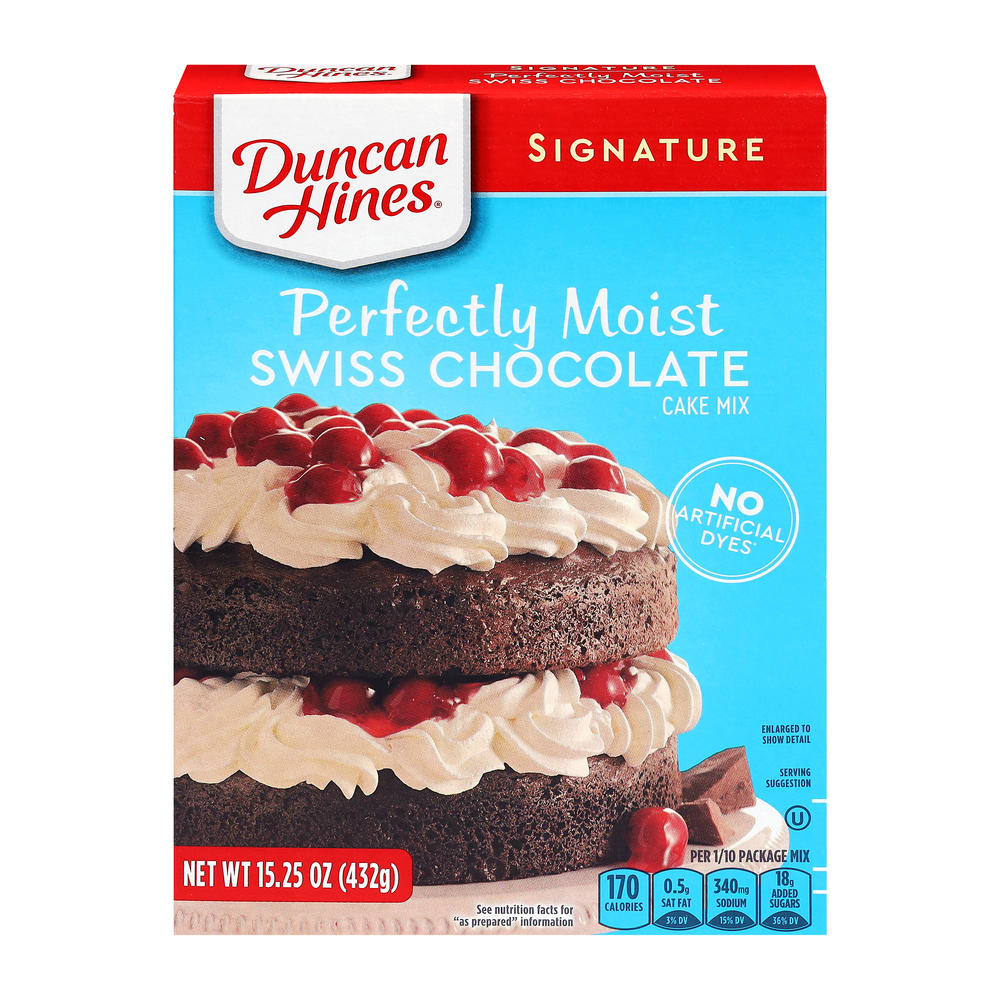Duncan Hines Signature Perfectly Moist Swiss Chocolate Cake Mix, 15.25 oz