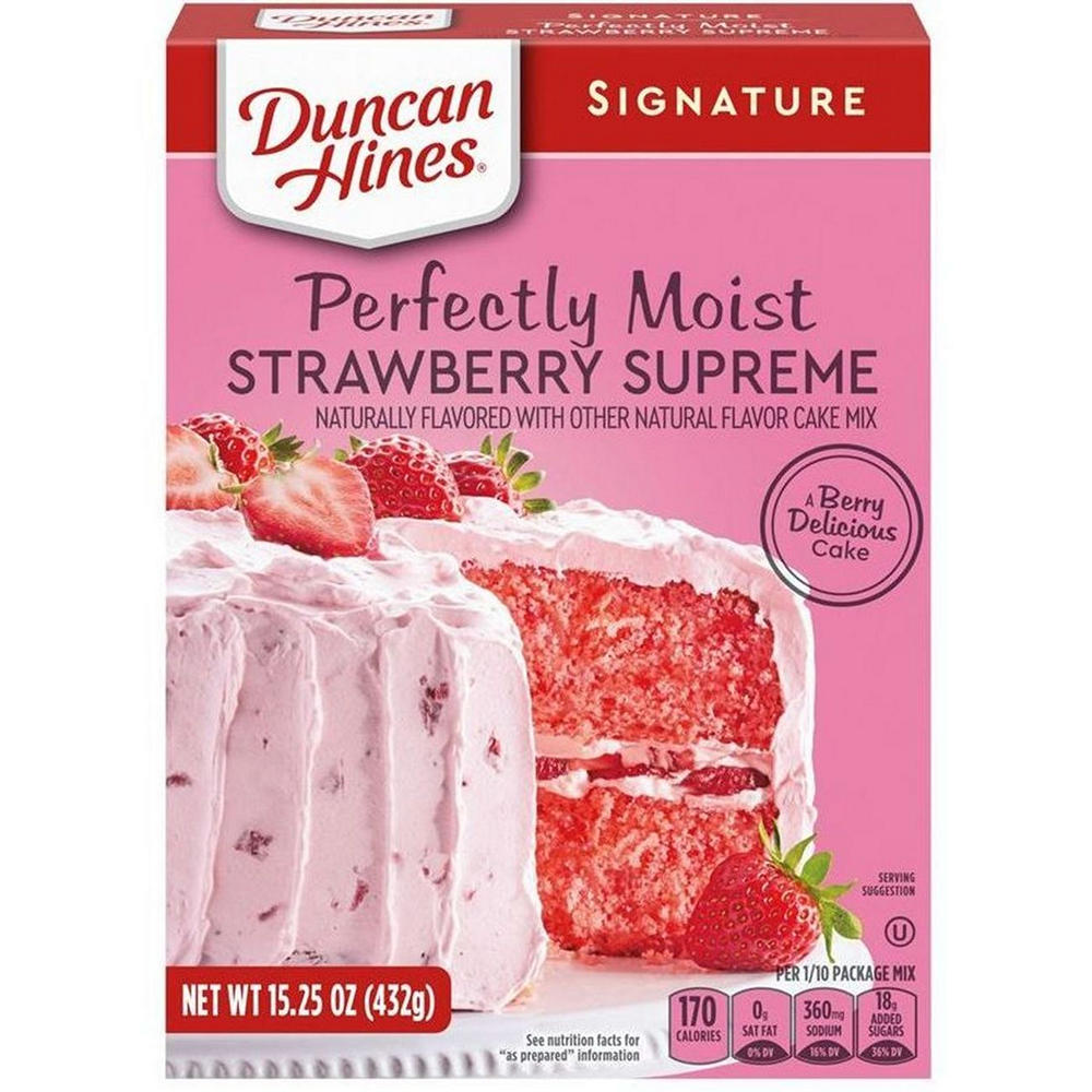 Duncan Hines Signature Perfectly Moist Strawberry Supreme Cake Mix, 15.25 oz