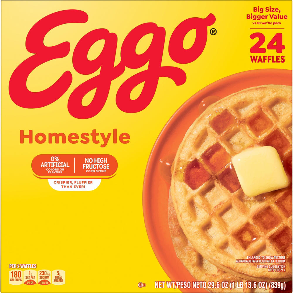 Eggo Homestyle Frozen Waffles - Family Pack, 24 ct