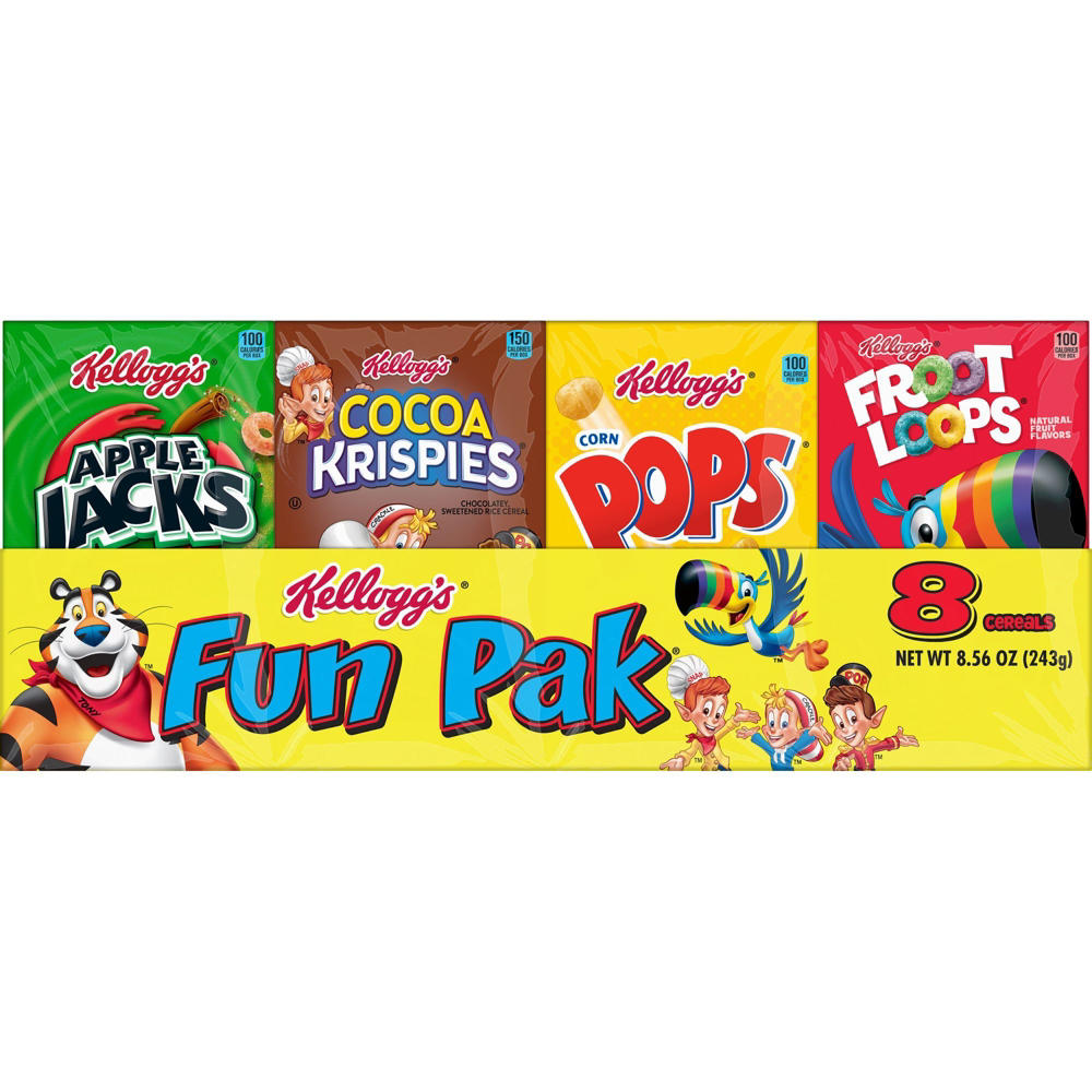 Kellogg's Fun Pak Variety Pack Cold Breakfast Cereal, 8.56 oz, 8 Ct