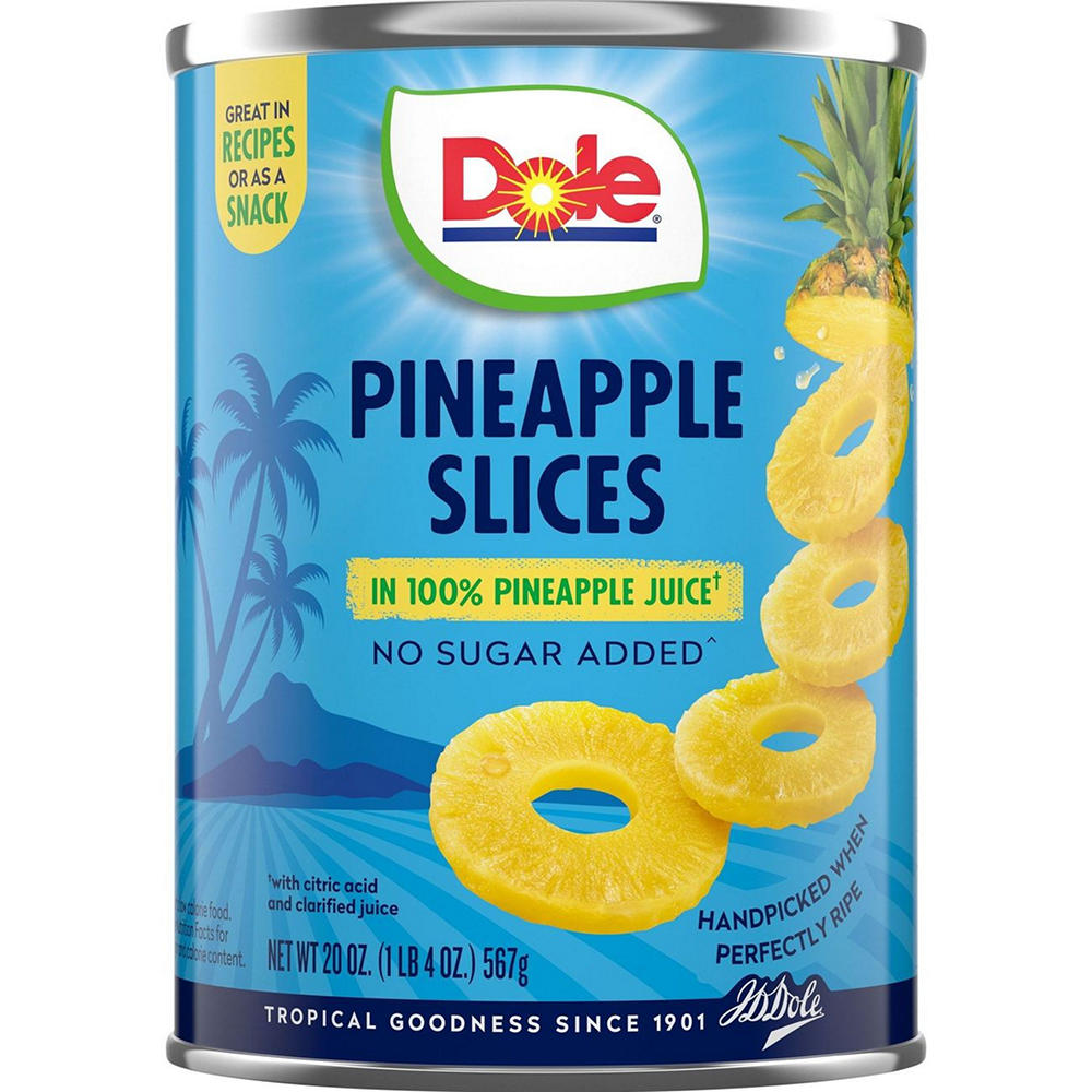 Dole Pineapple Slices in 100% Pineapple Juice, 20 oz