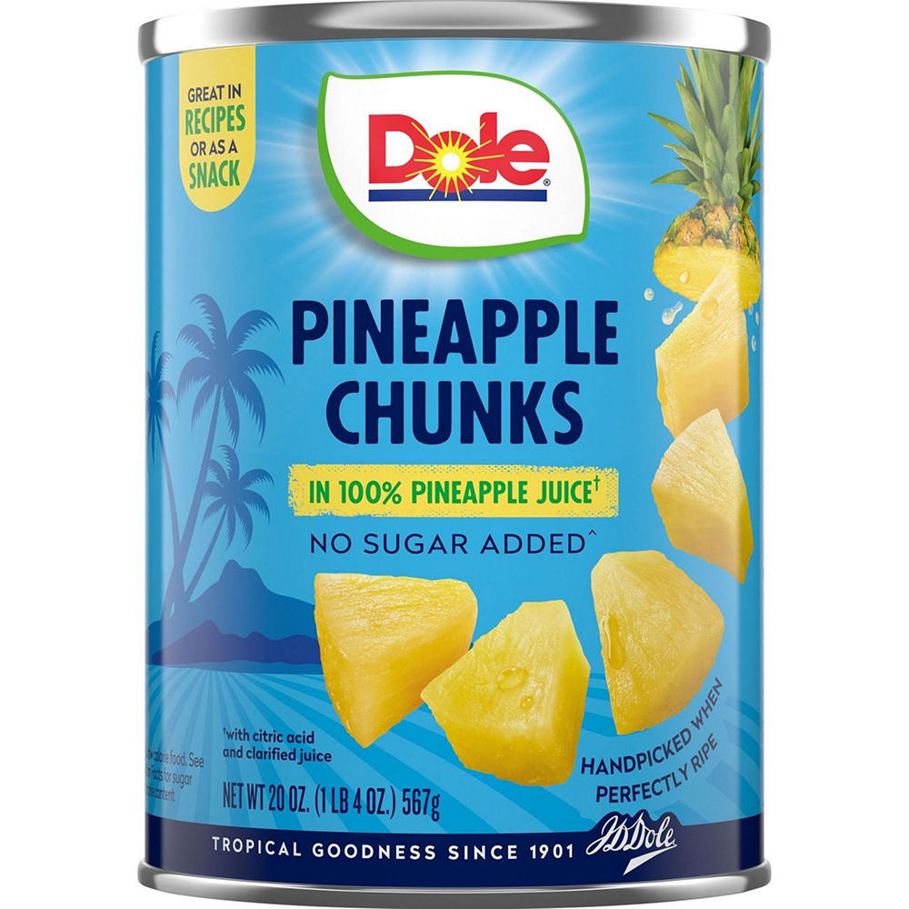 Dole Pineapple Chunks in 100% Pineapple Juice, 20 oz
