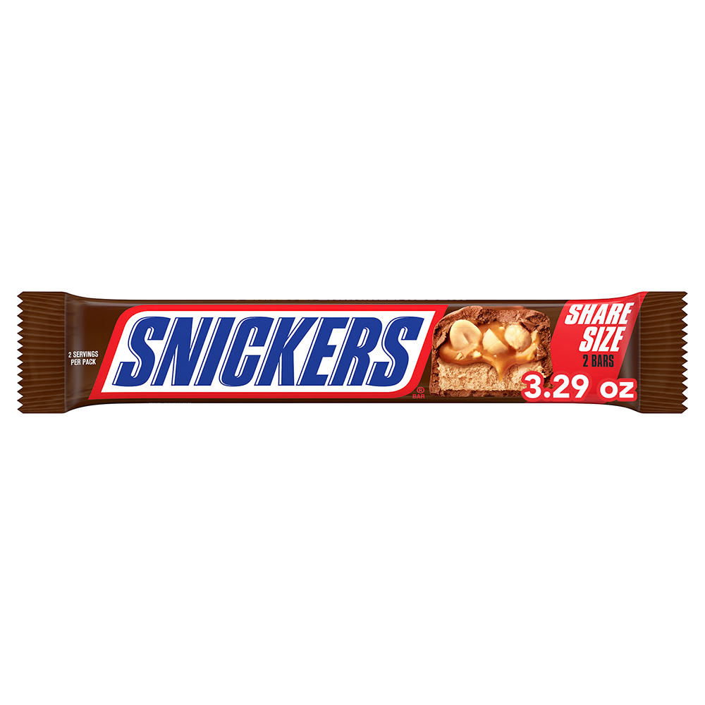 Snickers Milk Chocolate Candy Bars - Share Size, 3.29 oz