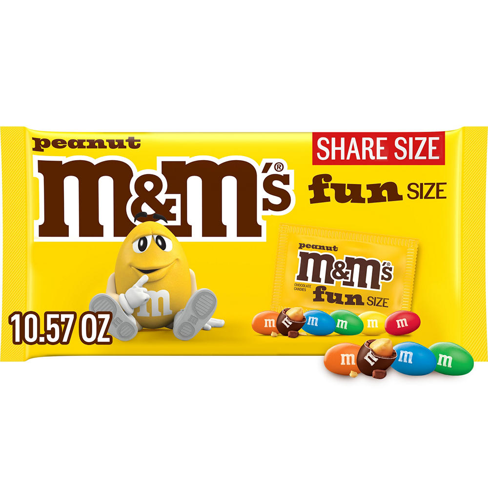 M&M'S Peanut Milk Chocolate Fun Size Candy, 10.57 oz