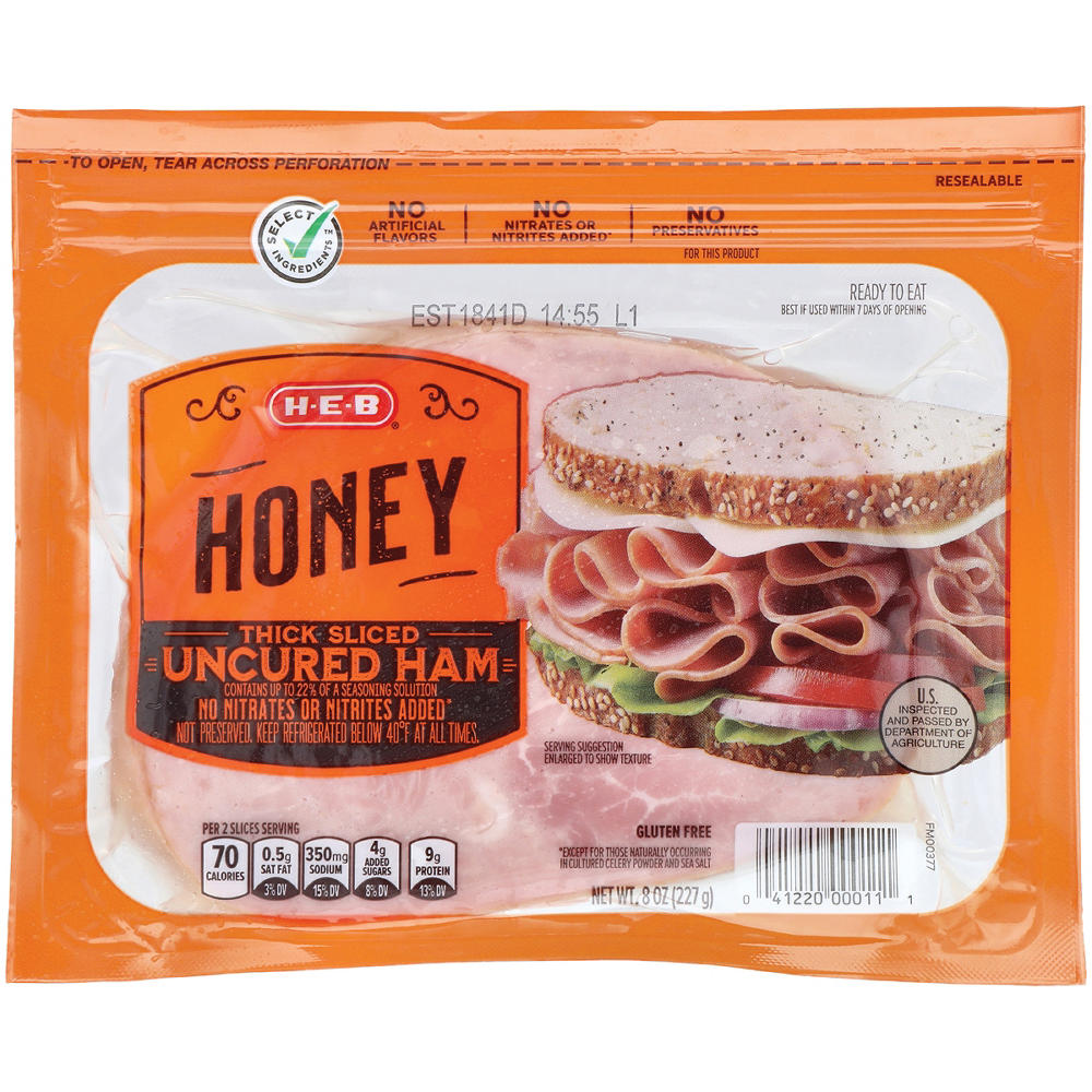 H-E-B Thick-Sliced Honey Ham Lunch Meat, 8 oz