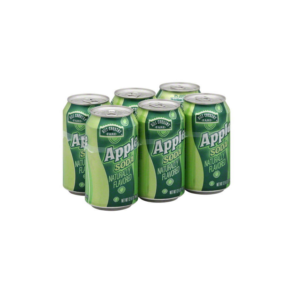 Hill Country Fare Apple Soda 6 pk Cans, 12 oz
