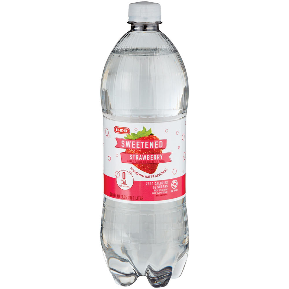 H-E-B Sweetened Strawberry Sparkling Water Beverage, 1 L