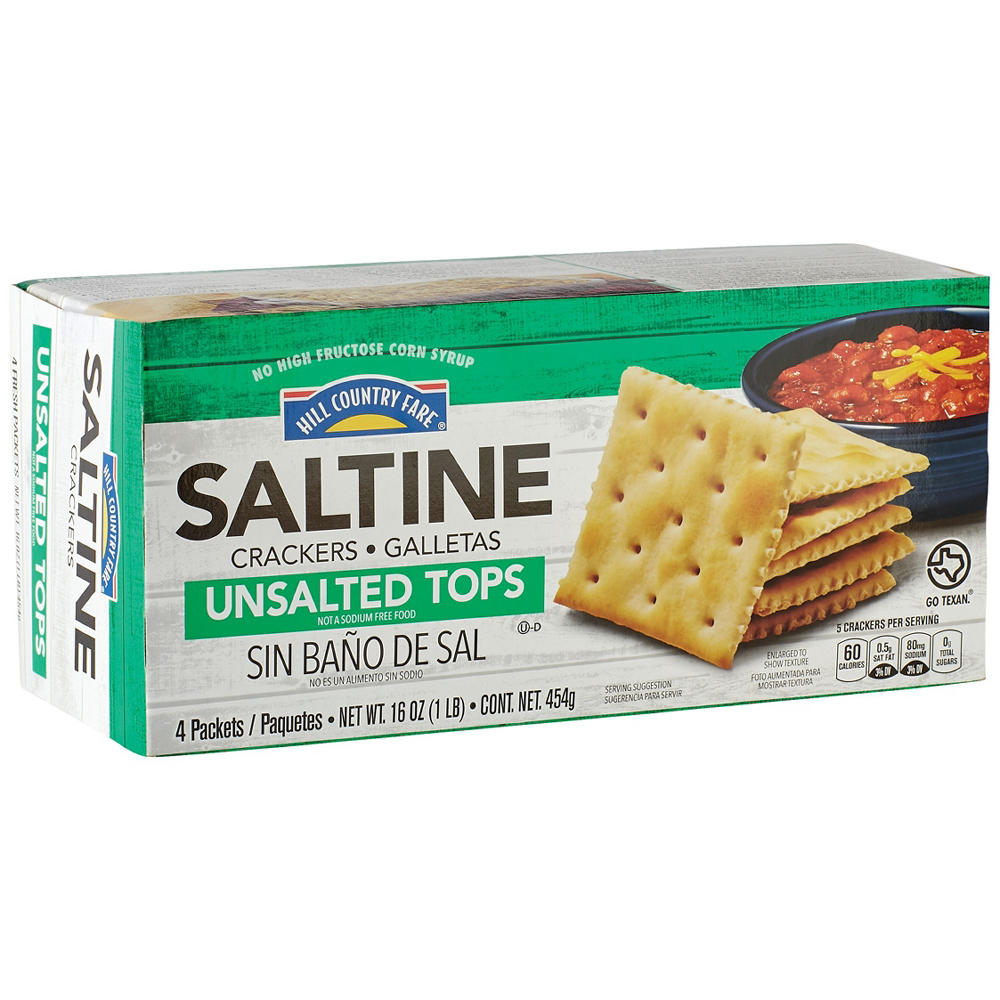 Hill Country Fare Unsalted Tops Saltine Crackers, 16 oz