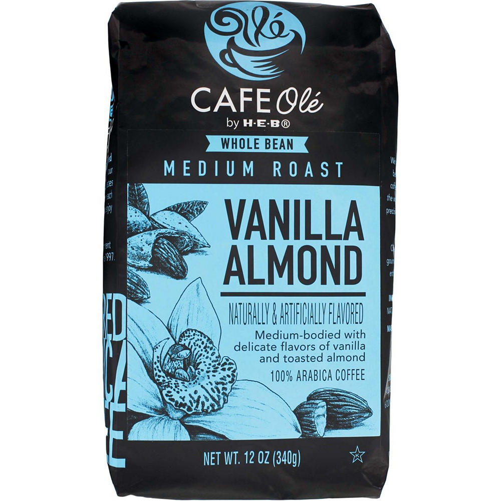 CAFE Olé by H-E-B Whole Bean Medium Roast Vanilla Almond Coffee, 12 oz