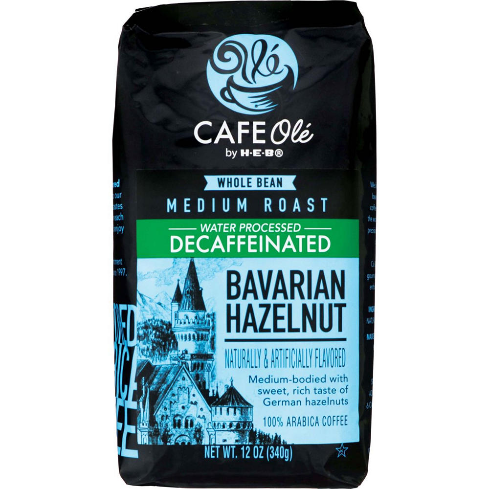 CAFE Olé by H-E-B Decaf Bavarian Hazelnut Medium Roast Whole Bean Coffee, 12 oz