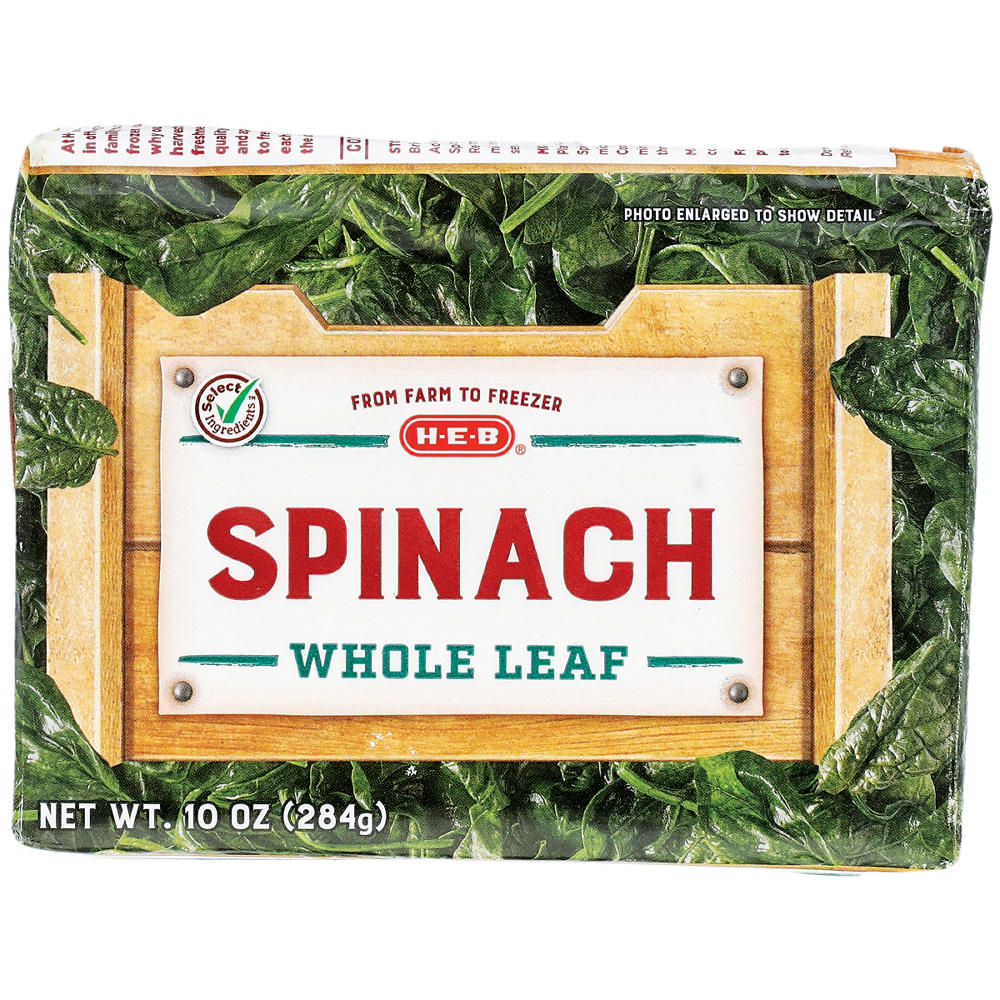 H-E-B Frozen Whole Leaf Spinach, 10 oz