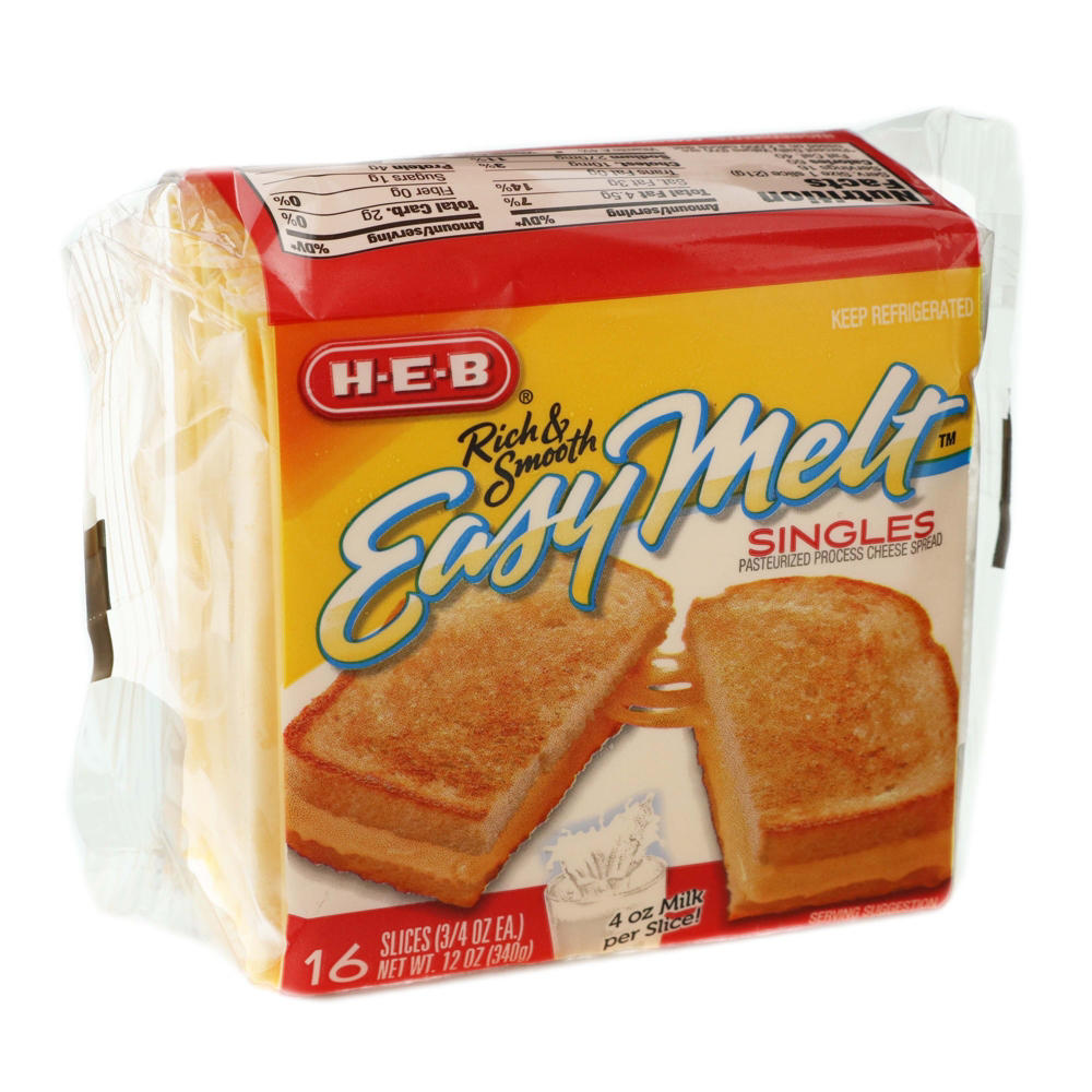 H-E-B Easy Melt Singles American Sliced Cheese, 16 ct, 12 oz