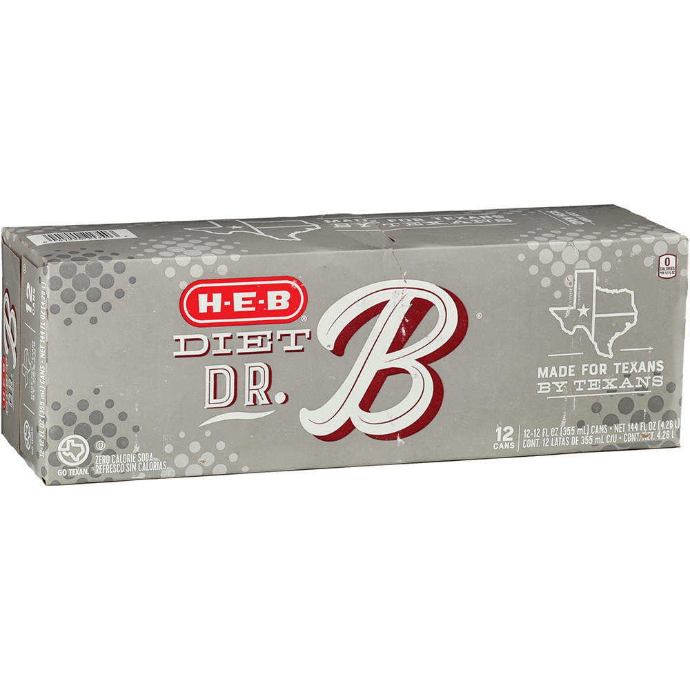 H-E-B Diet Dr. B Soda 12 pk Cans, 12 oz