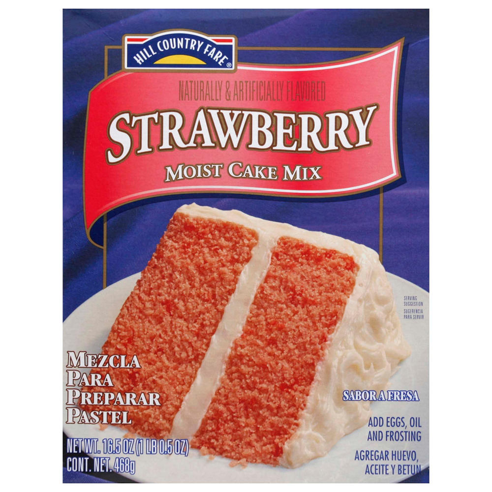 Hill Country Fare Moist Strawberry Cake Mix, 16.5 oz