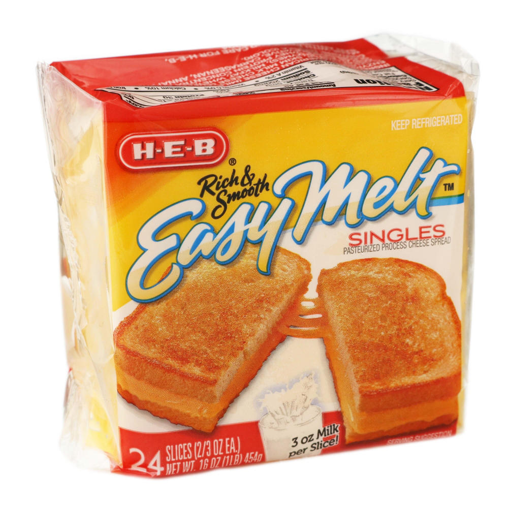 H-E-B Easy Melt Singles American Sliced Cheese, 24 ct, 16 oz