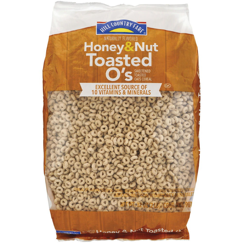 Hill Country Fare Honey & Nut Toasted Oats Cereal Bag, 32 oz