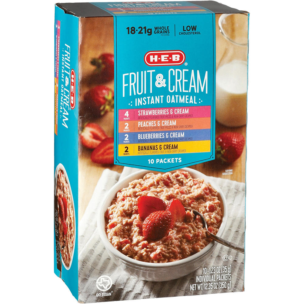 H-E-B Fruit & Cream Instant Oatmeal Variety Pack, 10 ct