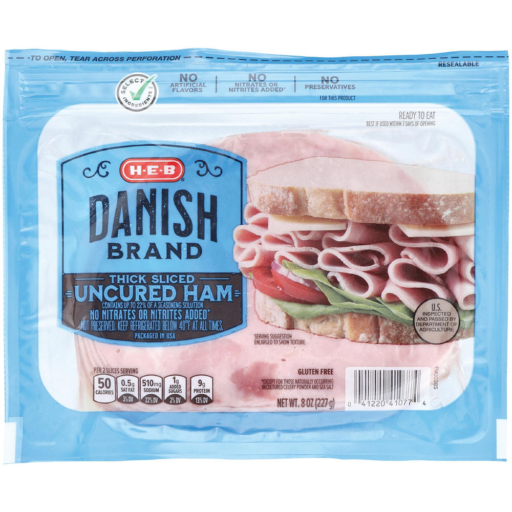 H-E-B Thick-Sliced Danish Brand Ham Lunch Meat, 8 oz