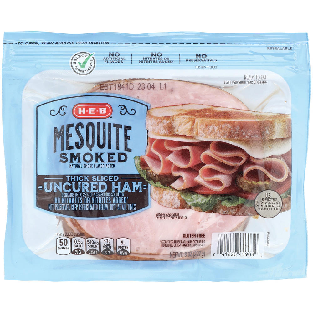 H-E-B Thick-Sliced Mesquite-Smoked Ham, 8 oz