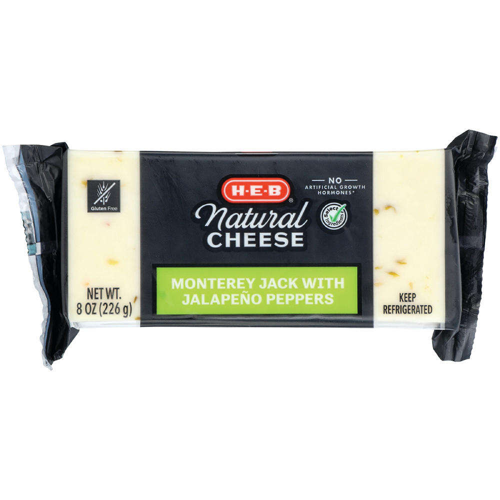 H-E-B Select Ingredients Monterey Jack Cheese with Jalapenos, 8 oz