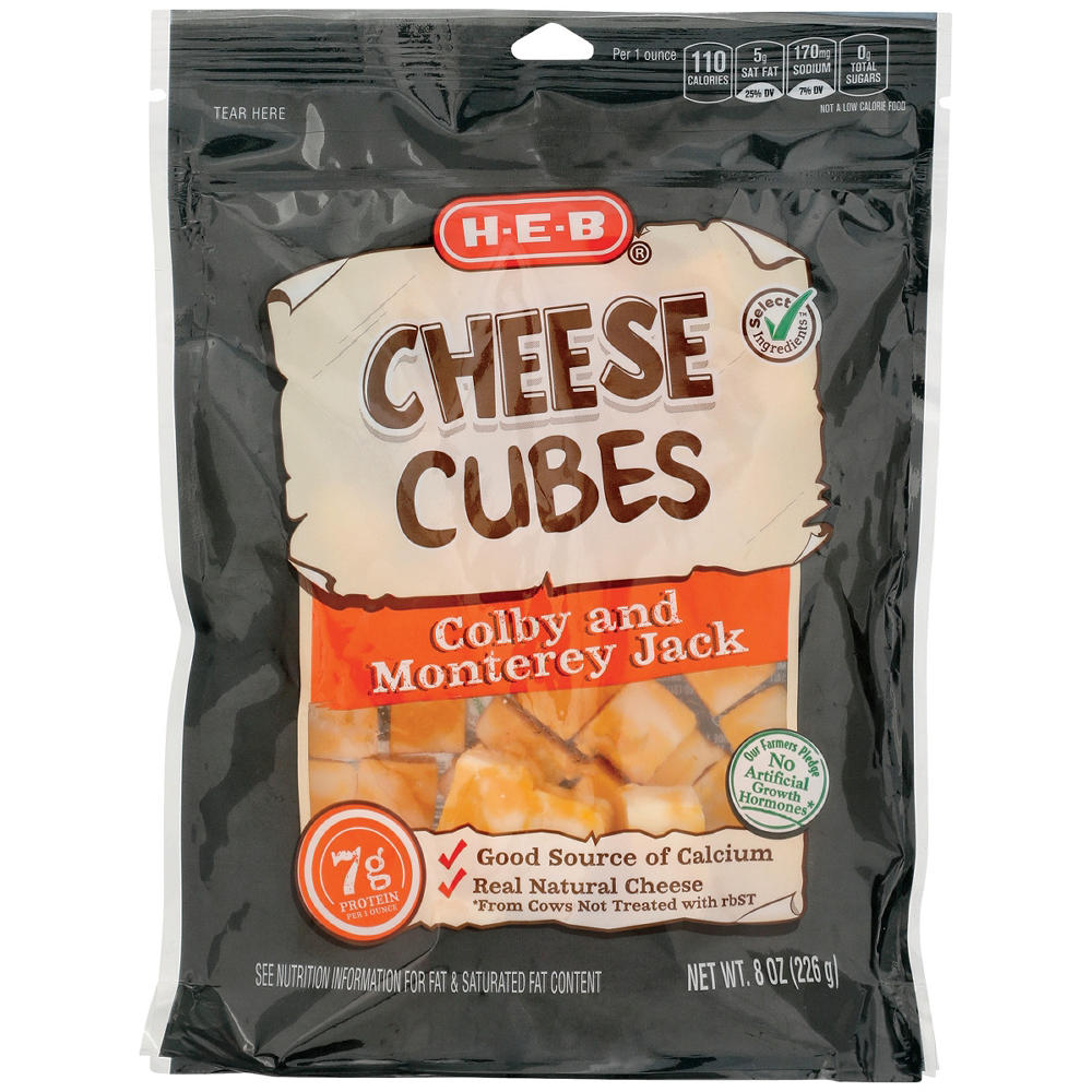 H-E-B Colby & Monterey Jack Cheese Cubes, 8 oz