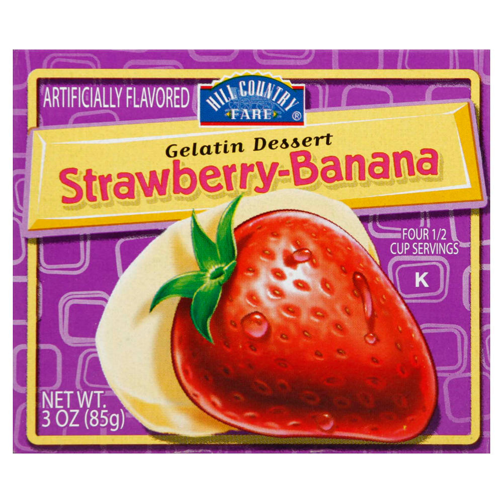 Hill Country Fare Strawberry-Banana Gelatin Dessert Mix, 3 oz