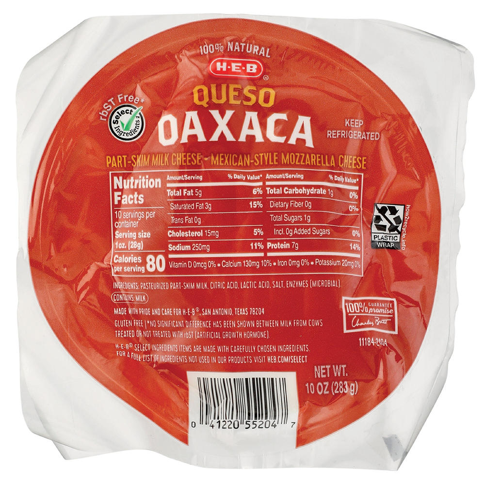 H-E-B Queso Oaxaca Mexican-Style Mozzarella Cheese, 10 oz
