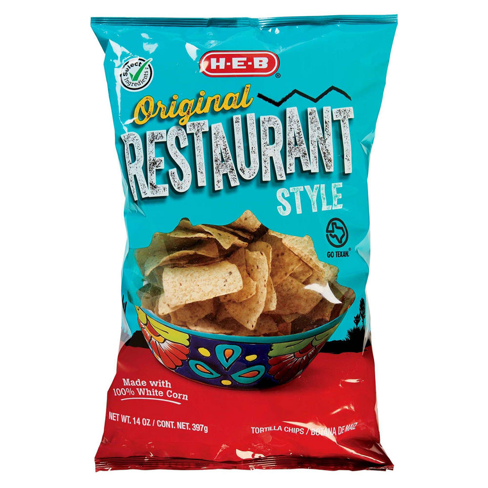 H-E-B Original Restaurant-Style White Corn Tortilla Chips, 14 oz