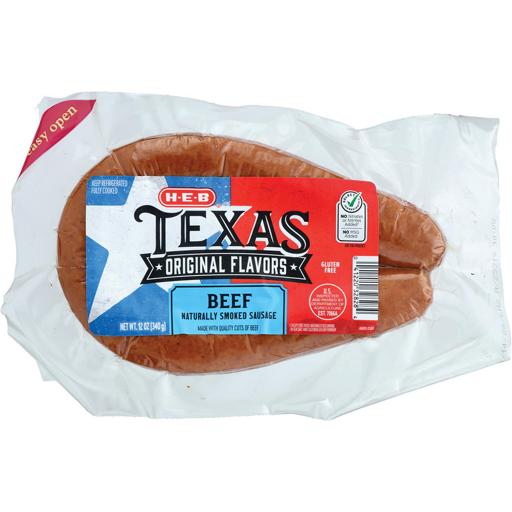 H-E-B Texas Beef Smoked Sausage - Original, 12 oz