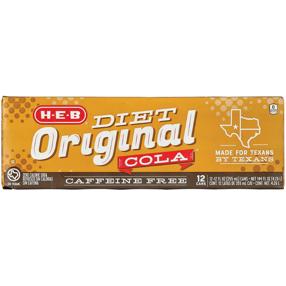 H-E-B Caffeine-Free Diet Original Cola 12 pk Cans, 12 oz