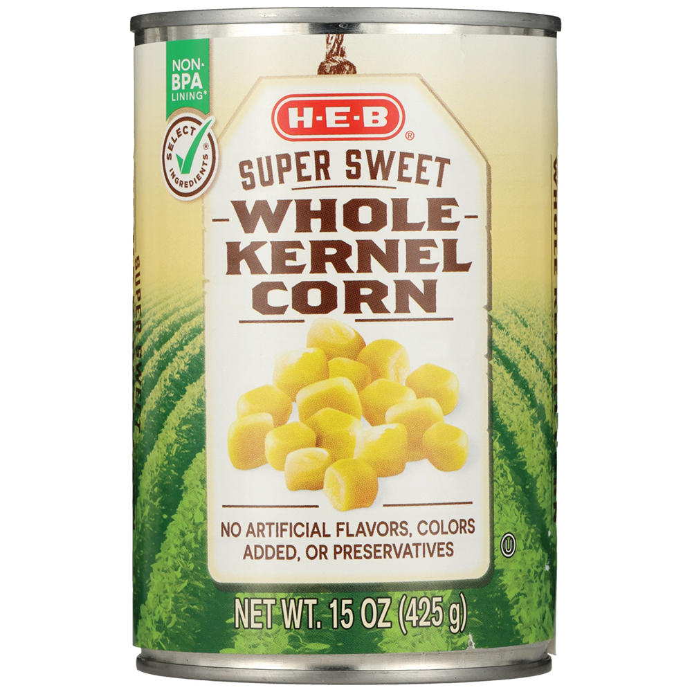 H-E-B Super Sweet Whole Kernel Corn, 15 oz